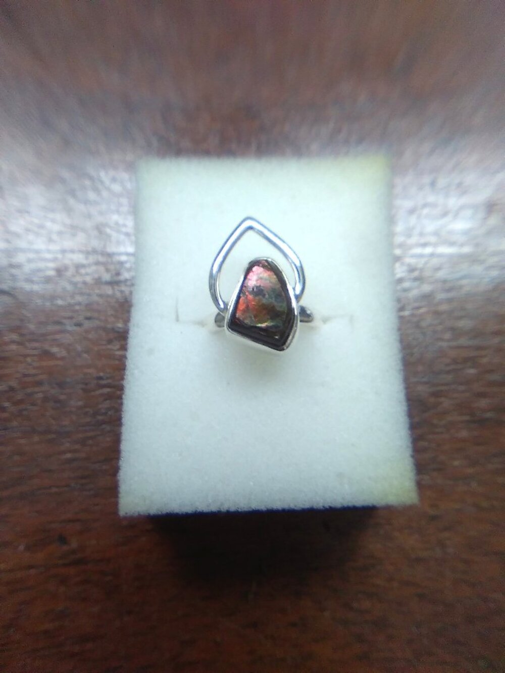 Raw Ammolite Silver Ring